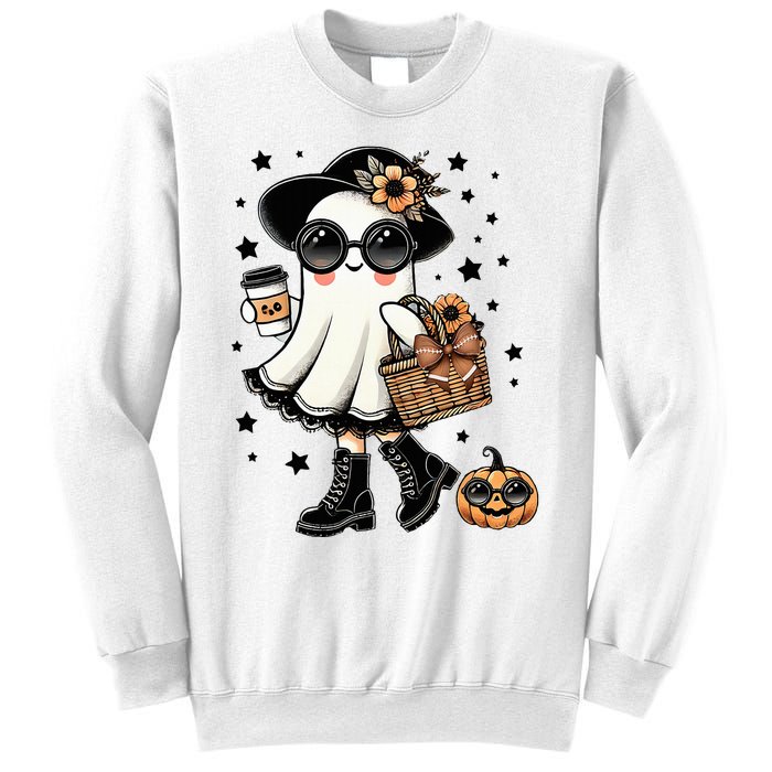 Cute Halloween For Women Halloween Ghost Coffee Sweatshirt