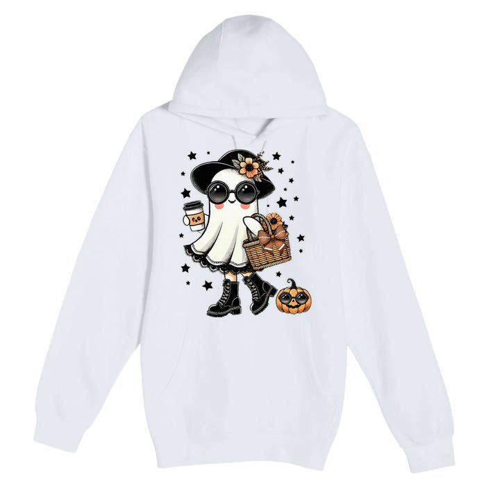 Cute Halloween For Women Halloween Ghost Coffee Premium Pullover Hoodie