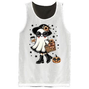 Cute Halloween For Women Halloween Ghost Coffee Mesh Reversible Basketball Jersey Tank