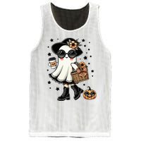 Cute Halloween For Women Halloween Ghost Coffee Mesh Reversible Basketball Jersey Tank