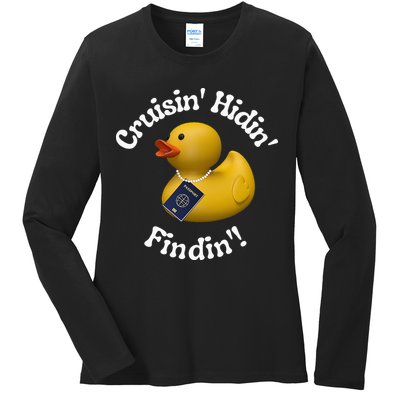 Cruising Hiding Finding Rubber Ducks Passport Hunt Hide Find Ladies Long Sleeve Shirt