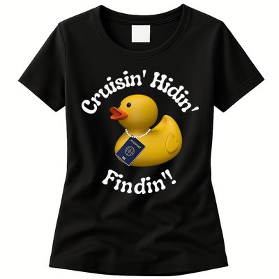 Cruising Hiding Finding Rubber Ducks Passport Hunt Hide Find Womens T-Shirt