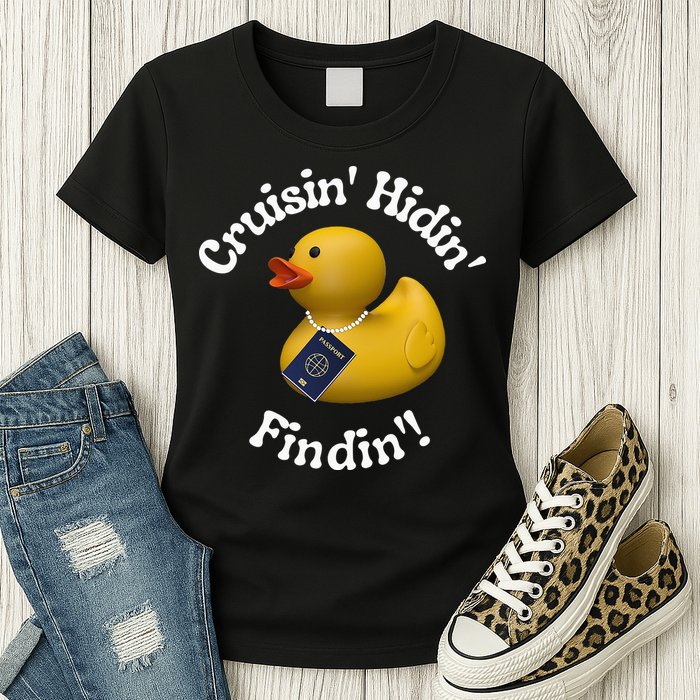 Cruising Hiding Finding Rubber Ducks Passport Hunt Hide Find Womens T-Shirt