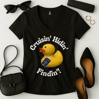 Cruising Hiding Finding Rubber Ducks Passport Hunt Hide Find Women's V-Neck T-Shirt