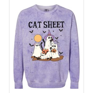 Cat Halloween Funny Ghost Cat Colorblast Crewneck Sweatshirt