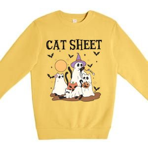 Cat Halloween Funny Ghost Cat Premium Crewneck Sweatshirt