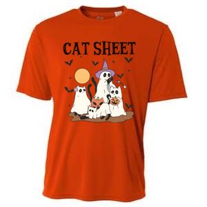 Cat Halloween Funny Ghost Cat Cooling Performance Crew T-Shirt