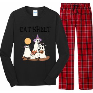 Cat Halloween Funny Ghost Cat Long Sleeve Pajama Set