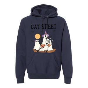 Cat Halloween Funny Ghost Cat Premium Hoodie