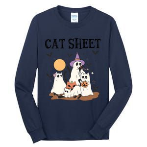 Cat Halloween Funny Ghost Cat Tall Long Sleeve T-Shirt