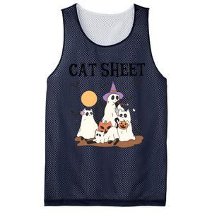 Cat Halloween Funny Ghost Cat Mesh Reversible Basketball Jersey Tank