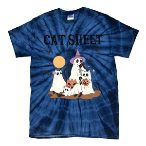 Cat Halloween Funny Ghost Cat Tie-Dye T-Shirt