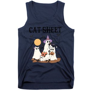 Cat Halloween Funny Ghost Cat Tank Top