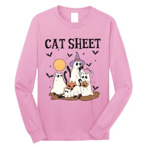 Cat Halloween Funny Ghost Cat Long Sleeve Shirt