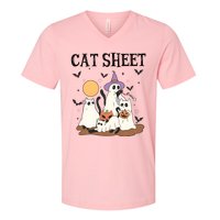 Cat Halloween Funny Ghost Cat V-Neck T-Shirt