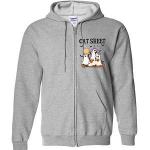 Cat Halloween Funny Ghost Cat Full Zip Hoodie