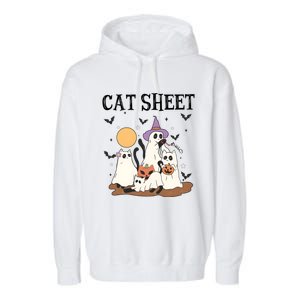 Cat Halloween Funny Ghost Cat Garment-Dyed Fleece Hoodie