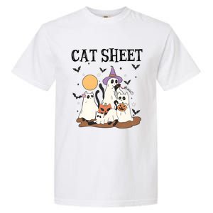 Cat Halloween Funny Ghost Cat Garment-Dyed Heavyweight T-Shirt