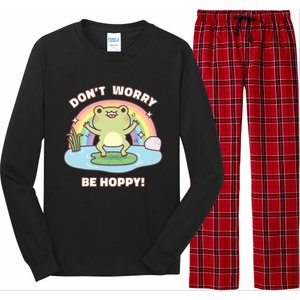 Cute Happy Frog Dont Worry Be Hoppy Funny Pun Quote Long Sleeve Pajama Set