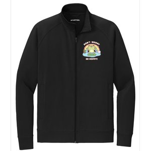 Cute Happy Frog Dont Worry Be Hoppy Funny Pun Quote Stretch Full-Zip Cadet Jacket