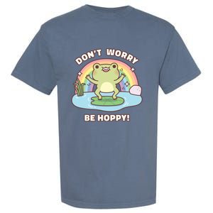 Cute Happy Frog Dont Worry Be Hoppy Funny Pun Quote Garment-Dyed Heavyweight T-Shirt