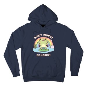 Cute Happy Frog Dont Worry Be Hoppy Funny Pun Quote Hoodie