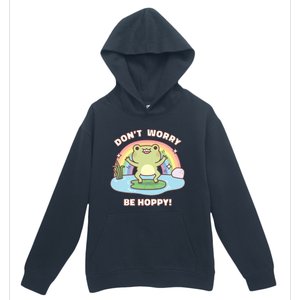 Cute Happy Frog Dont Worry Be Hoppy Funny Pun Quote Urban Pullover Hoodie