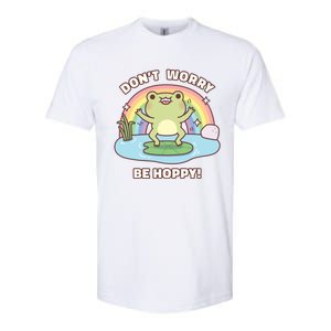 Cute Happy Frog Dont Worry Be Hoppy Funny Pun Quote Softstyle CVC T-Shirt