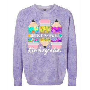 Cute Happy First Day Of Kindergarten Colorblast Crewneck Sweatshirt