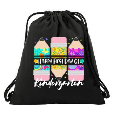 Cute Happy First Day Of Kindergarten Drawstring Bag