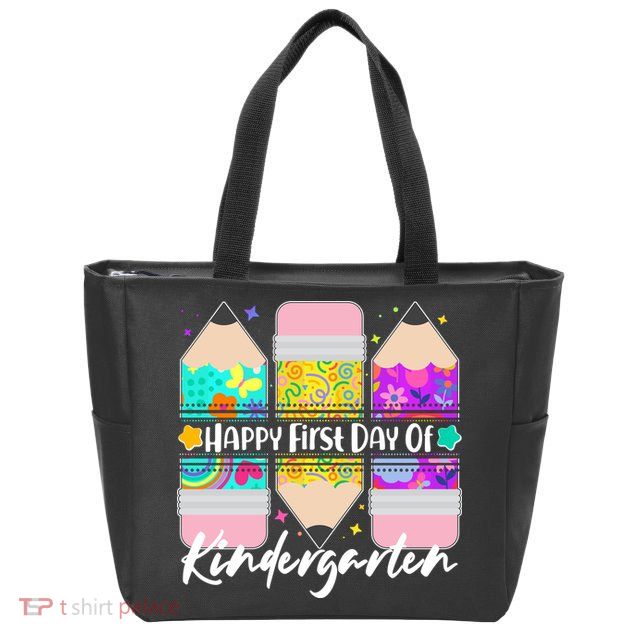 Cute Happy First Day Of Kindergarten Zip Tote Bag