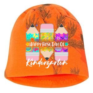 Cute Happy First Day Of Kindergarten Kati - Camo Knit Beanie