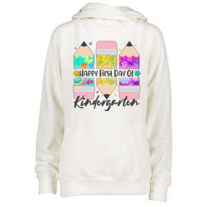 Cute Happy First Day Of Kindergarten Womens Funnel Neck Pullover Hood