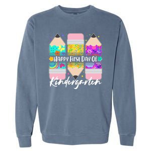 Cute Happy First Day Of Kindergarten Garment-Dyed Sweatshirt