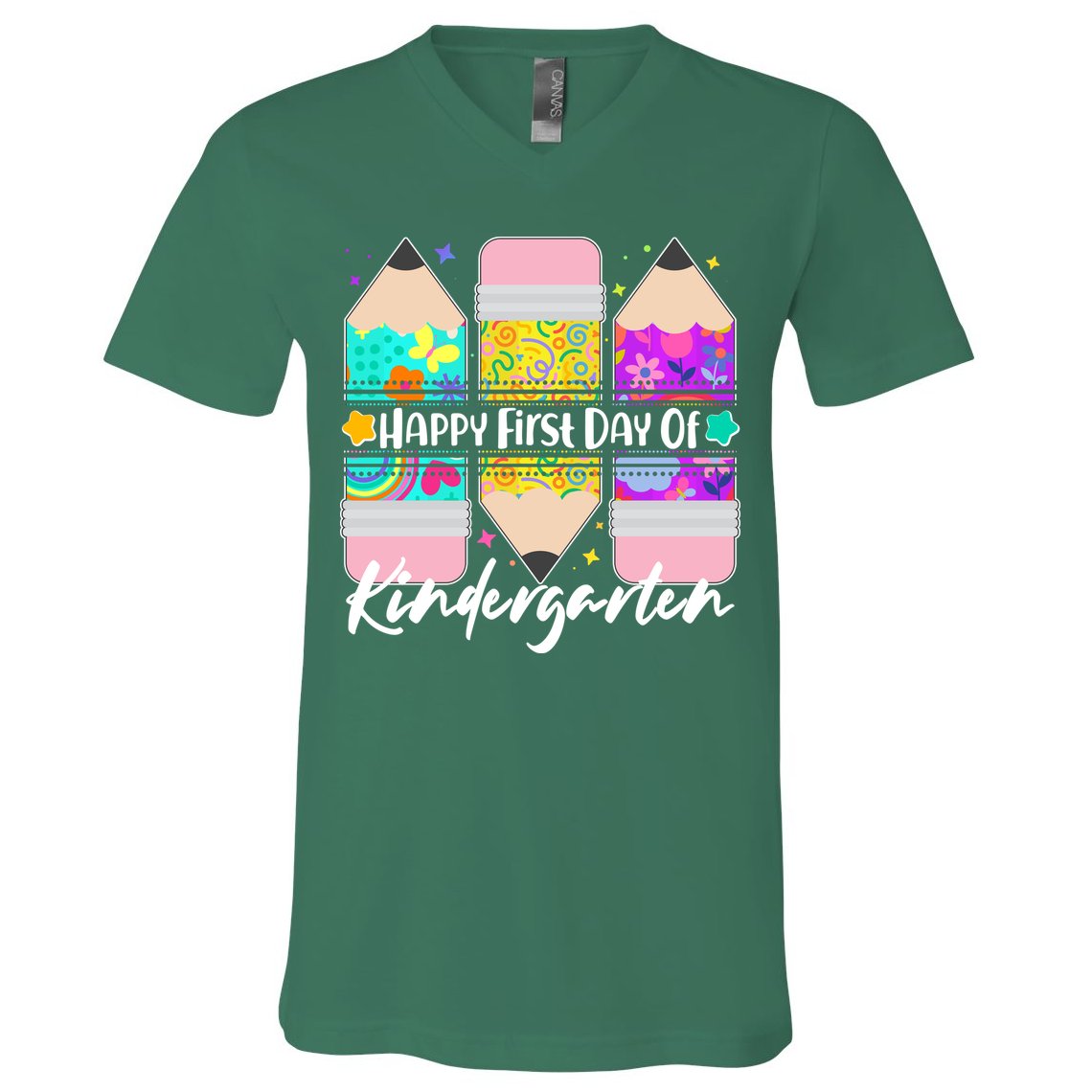 Cute Happy First Day Of Kindergarten V-Neck T-Shirt