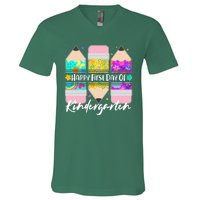 Cute Happy First Day Of Kindergarten V-Neck T-Shirt