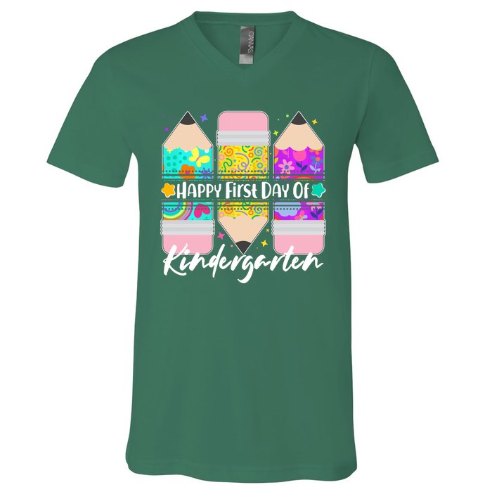 Cute Happy First Day Of Kindergarten V-Neck T-Shirt