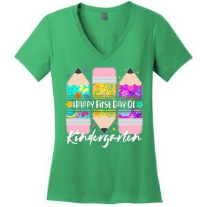 Cute Happy First Day Of Kindergarten Women's V-Neck T-Shirt