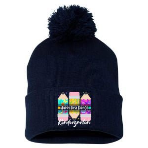 Cute Happy First Day Of Kindergarten Pom Pom 12in Knit Beanie