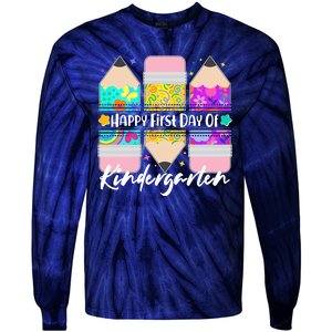 Cute Happy First Day Of Kindergarten Tie-Dye Long Sleeve Shirt