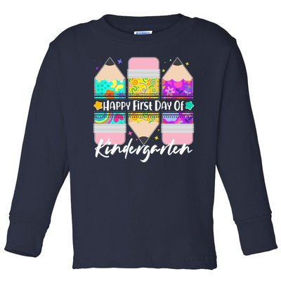 Cute Happy First Day Of Kindergarten Toddler Long Sleeve Shirt