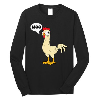 Chicken Hen Fowl Cow Funny Joke Dad Joke Long Sleeve Shirt