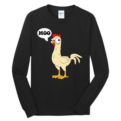 Chicken Hen Fowl Cow Funny Joke Dad Joke Tall Long Sleeve T-Shirt