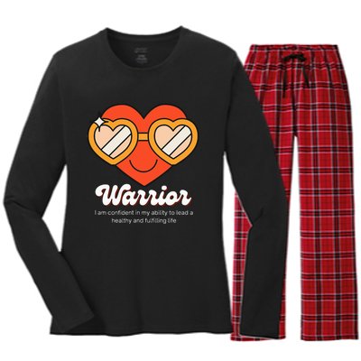 Congestive Heart Failure Warrior Heart Health Motivation Women's Long Sleeve Flannel Pajama Set 