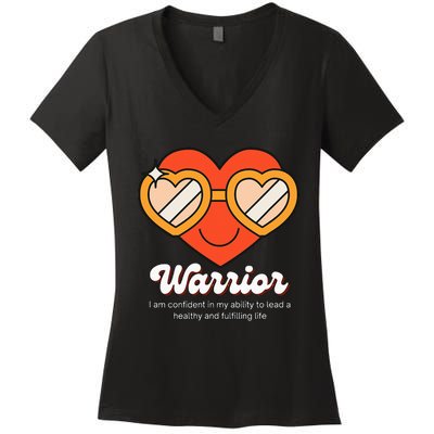 Congestive Heart Failure Warrior Heart Health Motivation Women's V-Neck T-Shirt