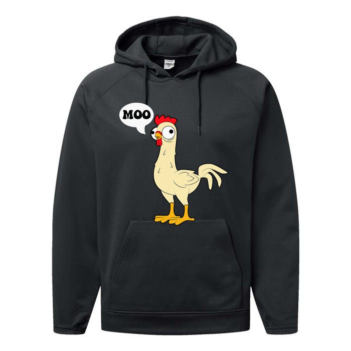 Chicken Hen Fowl Cow Funny Joke Dad Joke Performance Fleece Hoodie