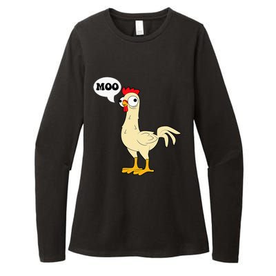 Chicken Hen Fowl Cow Funny Joke Dad Joke Womens CVC Long Sleeve Shirt