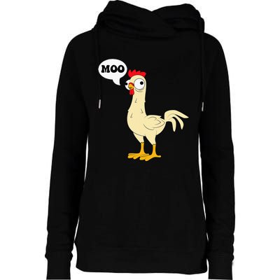 Chicken Hen Fowl Cow Funny Joke Dad Joke Womens Funnel Neck Pullover Hood