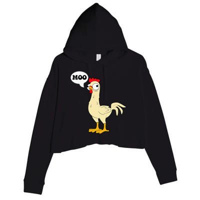 Chicken Hen Fowl Cow Funny Joke Dad Joke Crop Fleece Hoodie