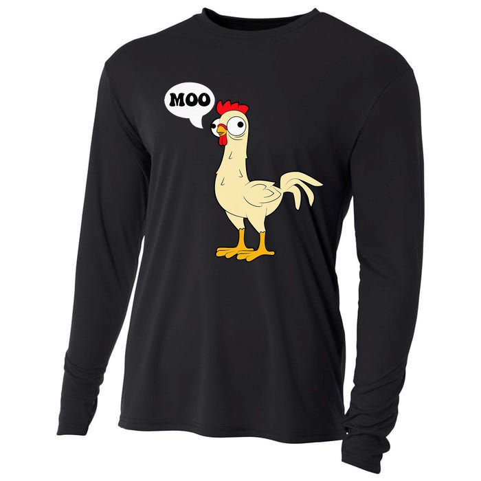 Chicken Hen Fowl Cow Funny Joke Dad Joke Cooling Performance Long Sleeve Crew